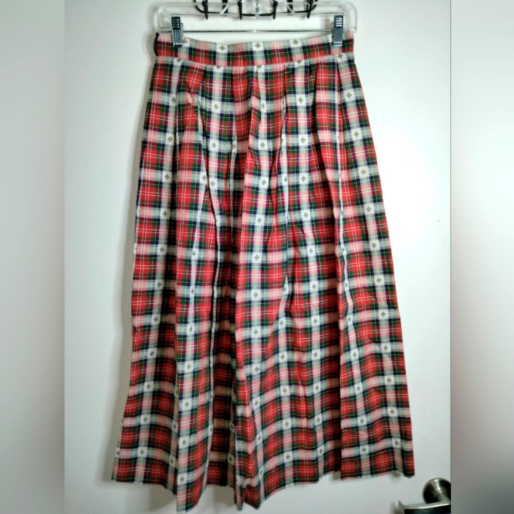 Susan Bristol (Size 10) Multicolored Plaid Pattern Cottagecore Midi/Maxi Skirt